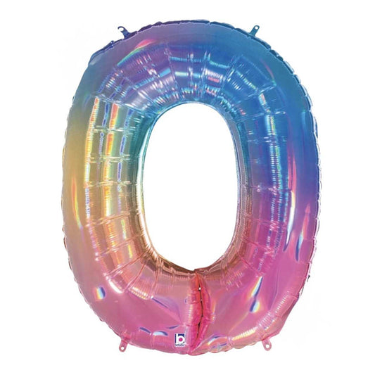 Opal Rainbow Foil number Balloon 0